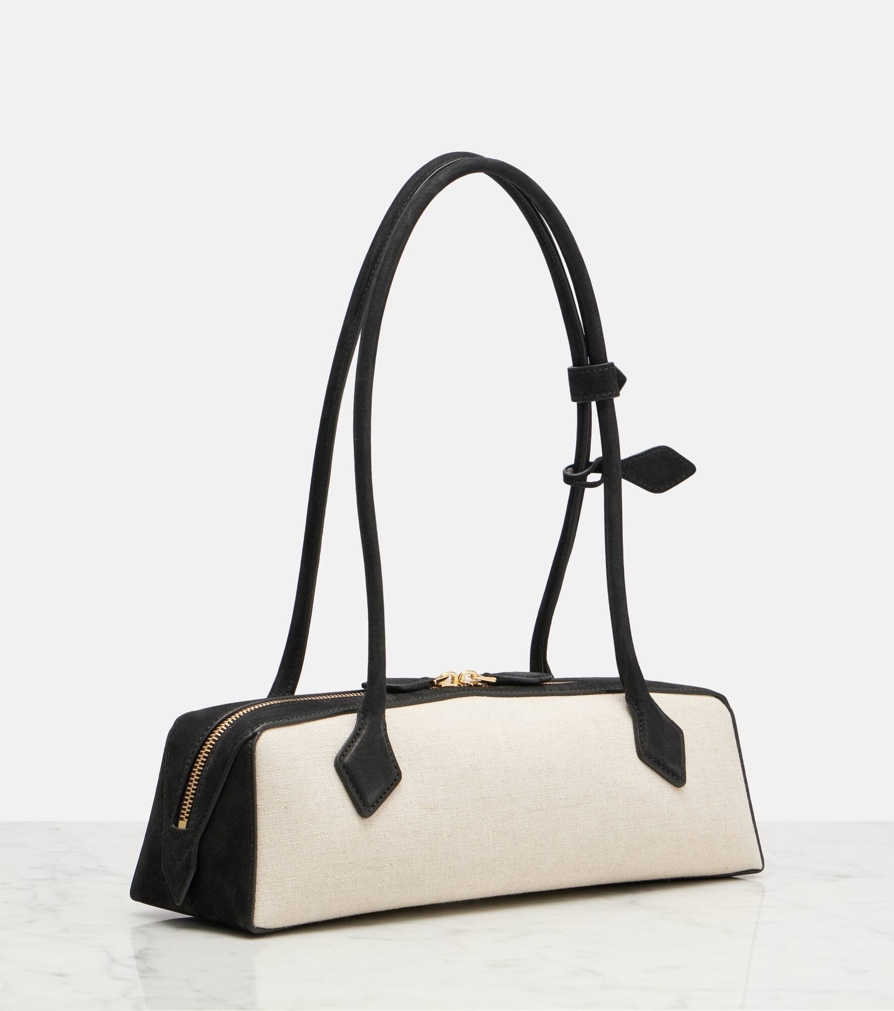 Le Teckel Small suede-trimmed shoulder bag - 4