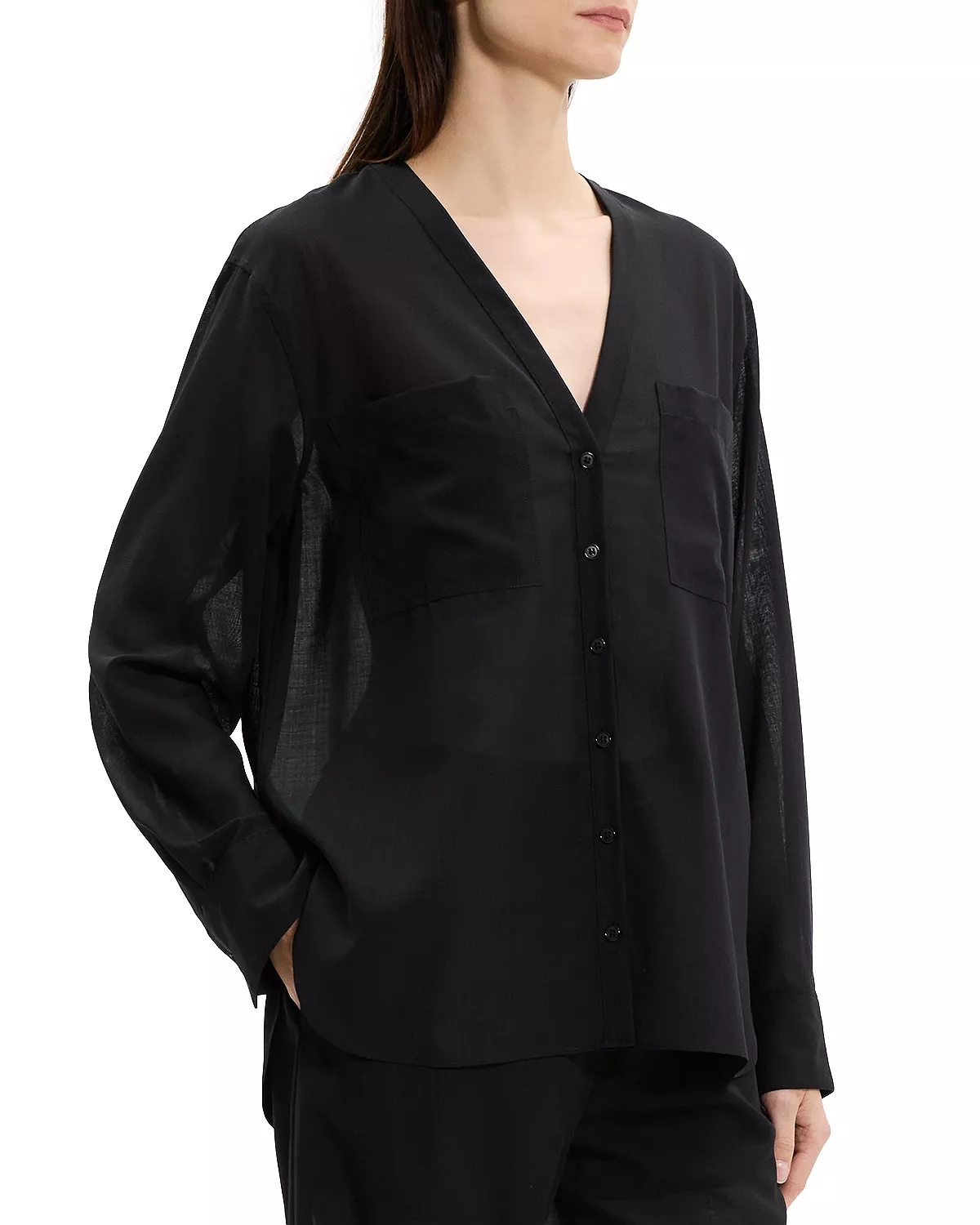 Oversized Collarless Shirt - 3