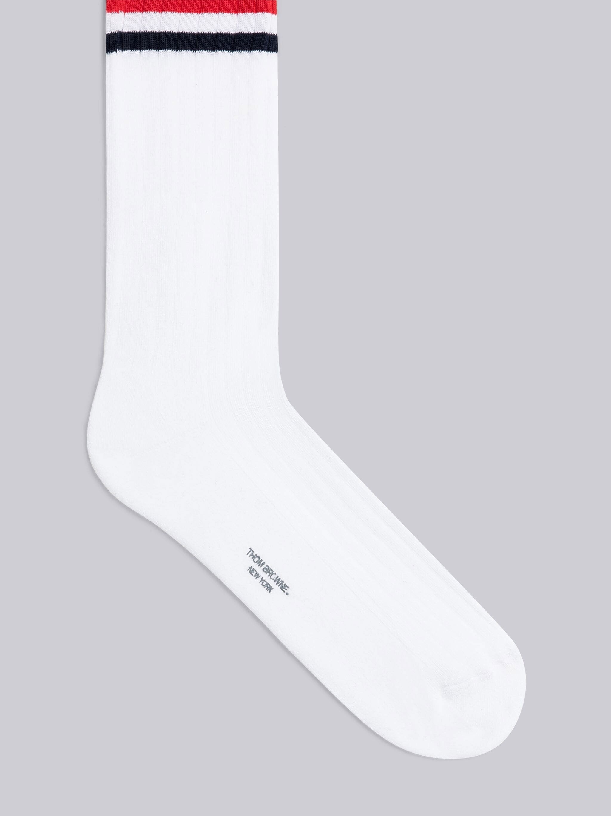 ATHLETIC RIB COTTON STRIPE MID CALF SOCKS - 2