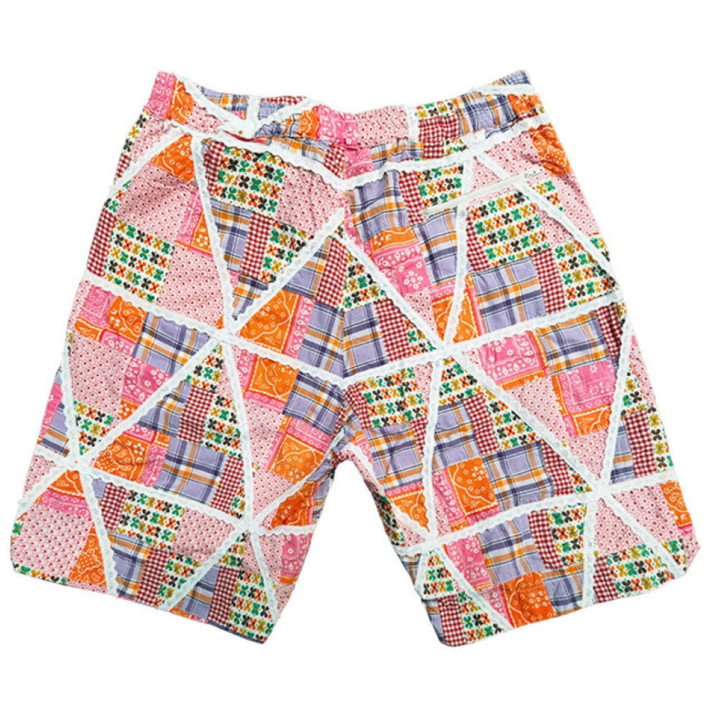 BB Shorts 'Orange Cotton Lace Patchwork' - 2