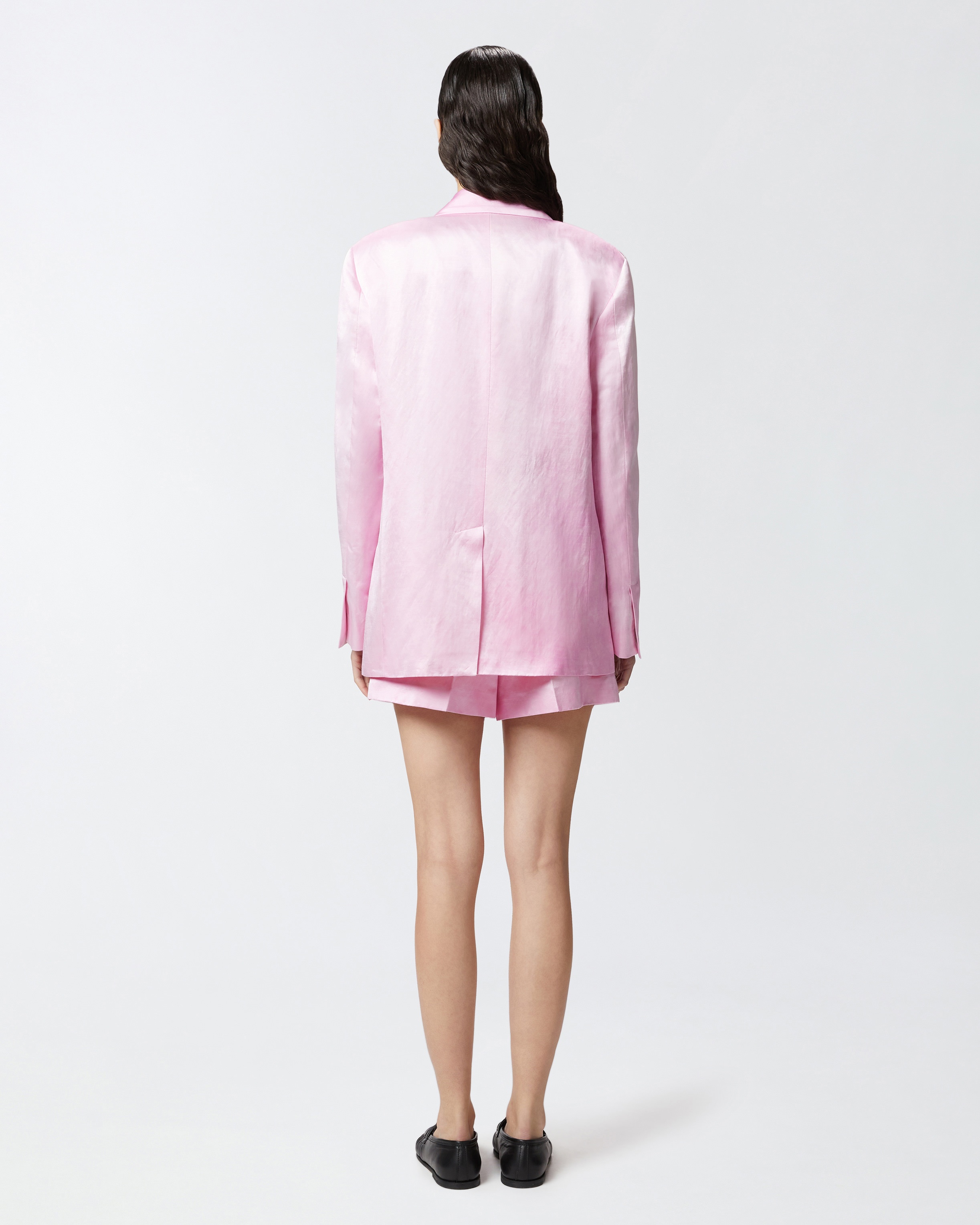 SINGLE-BREASTED SLUB SATIN BLAZER - 4