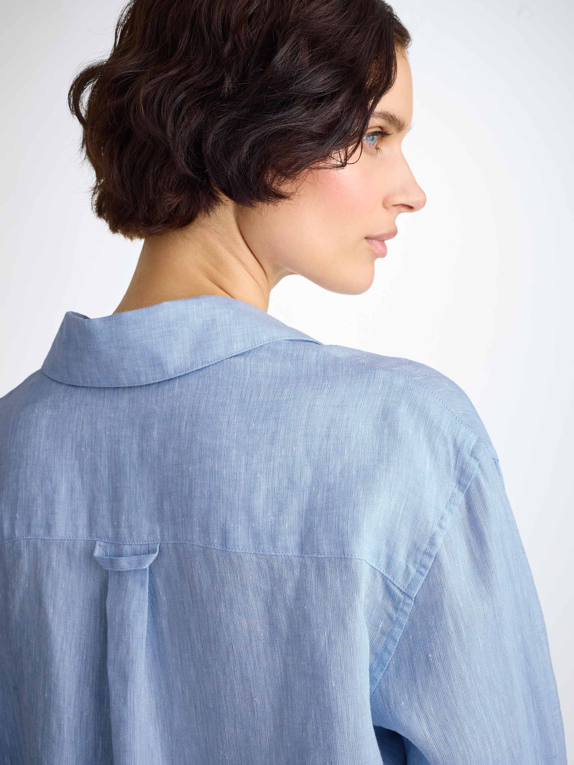 Women's Shirt Sicily Linen Sky Blue - 6