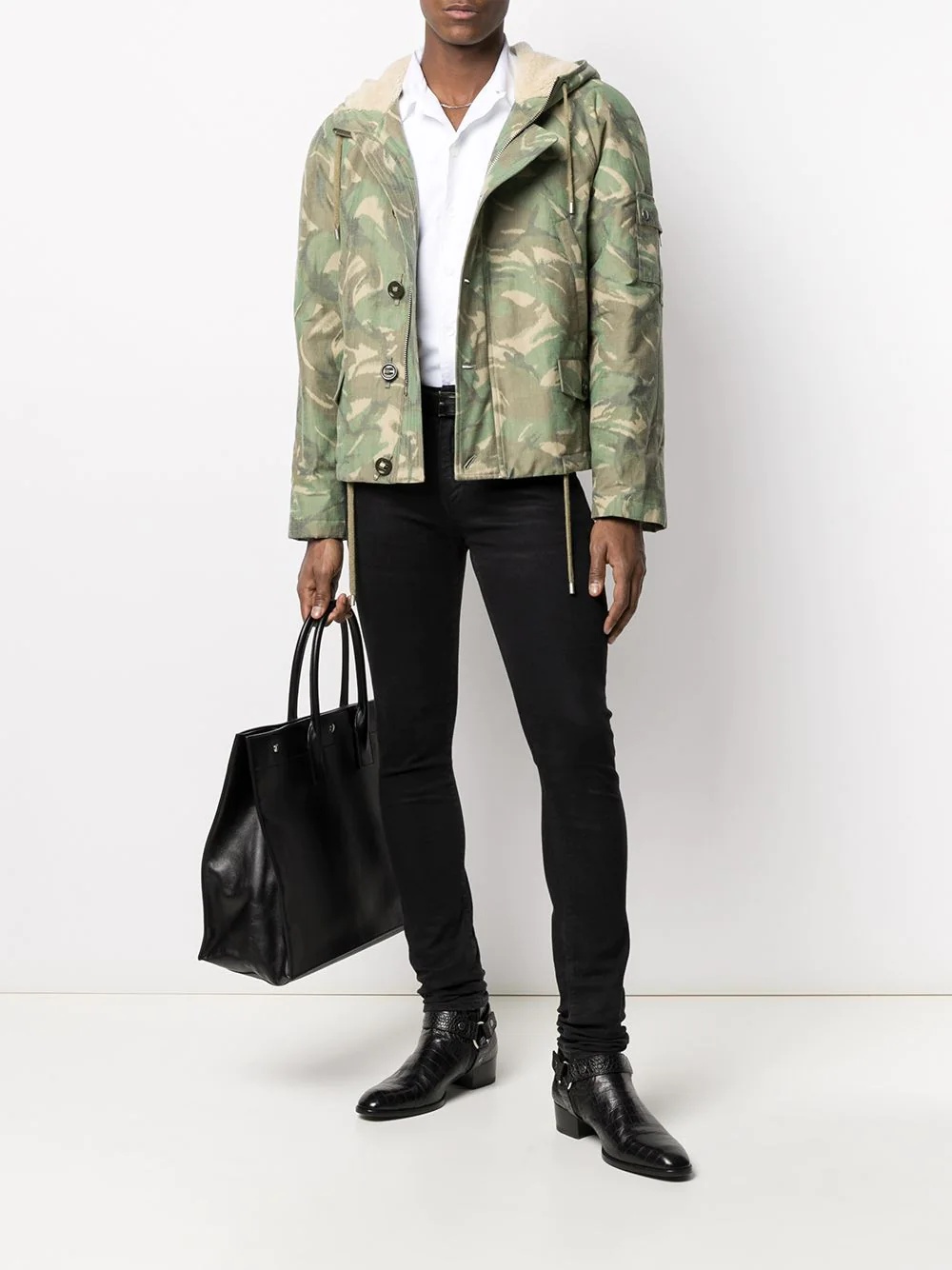 camouflage print shearling-lined jacket - 2