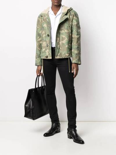 SAINT LAURENT camouflage print shearling-lined jacket outlook