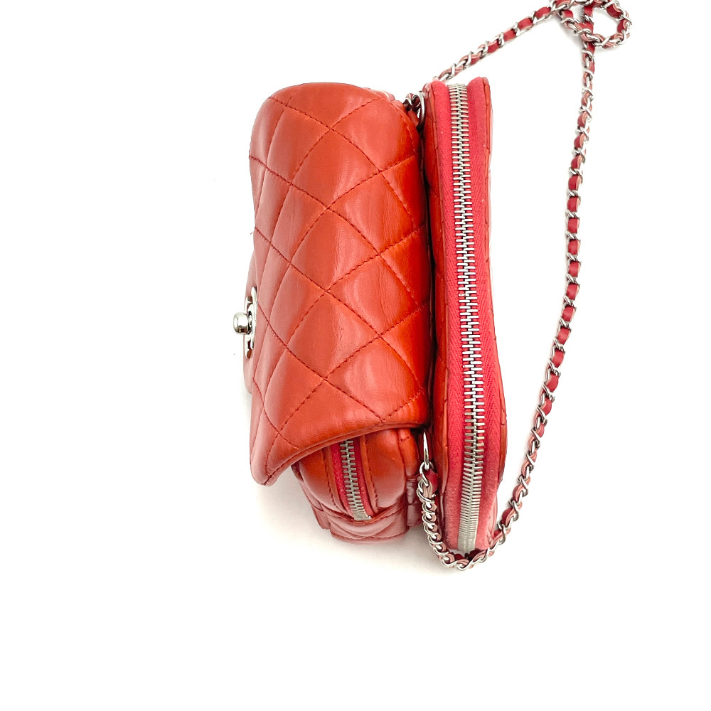 Chanel No. 15 Red Orange Leather Mini Flap Crossbody Bag - 5