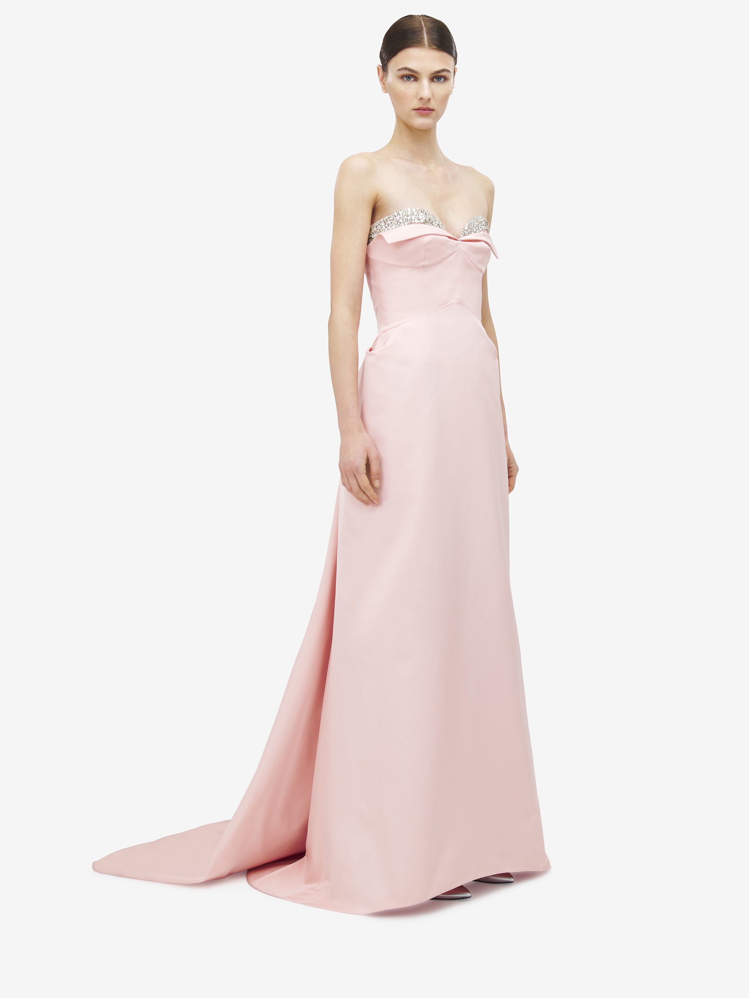 Crystal Embroidery Strapless Evening Dress - 3