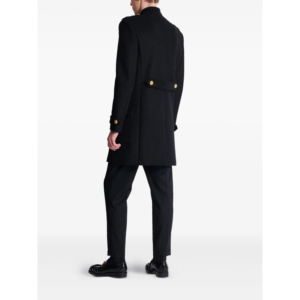 Balmain Black Coats - Double Breasted Coats Men - 3