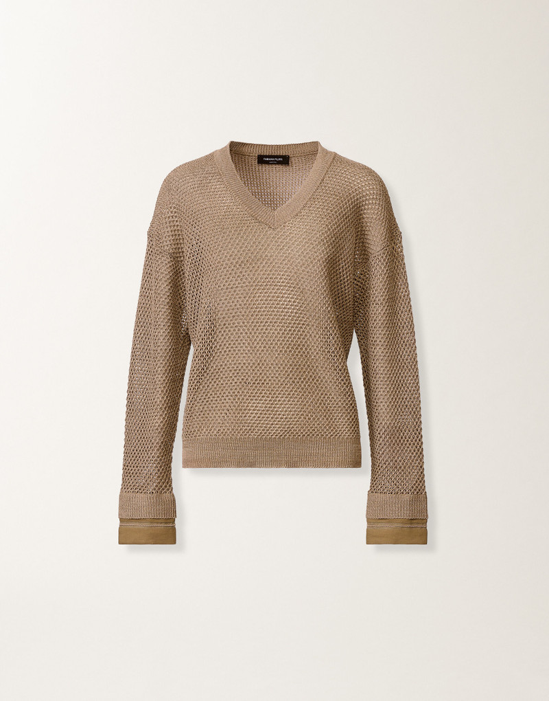 Sweater in organic cotton with lustrous viscose 1
