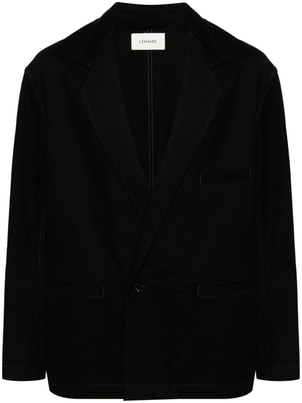 single-breasted cotton twill blazer - 1