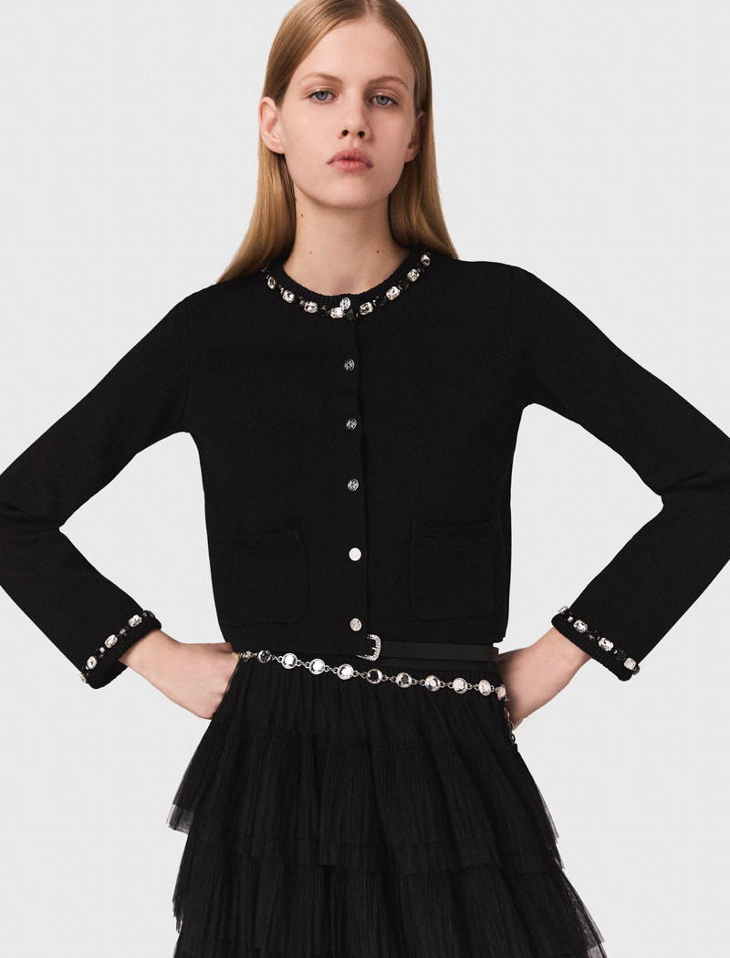 Cropped jewellery detail cardigan 5