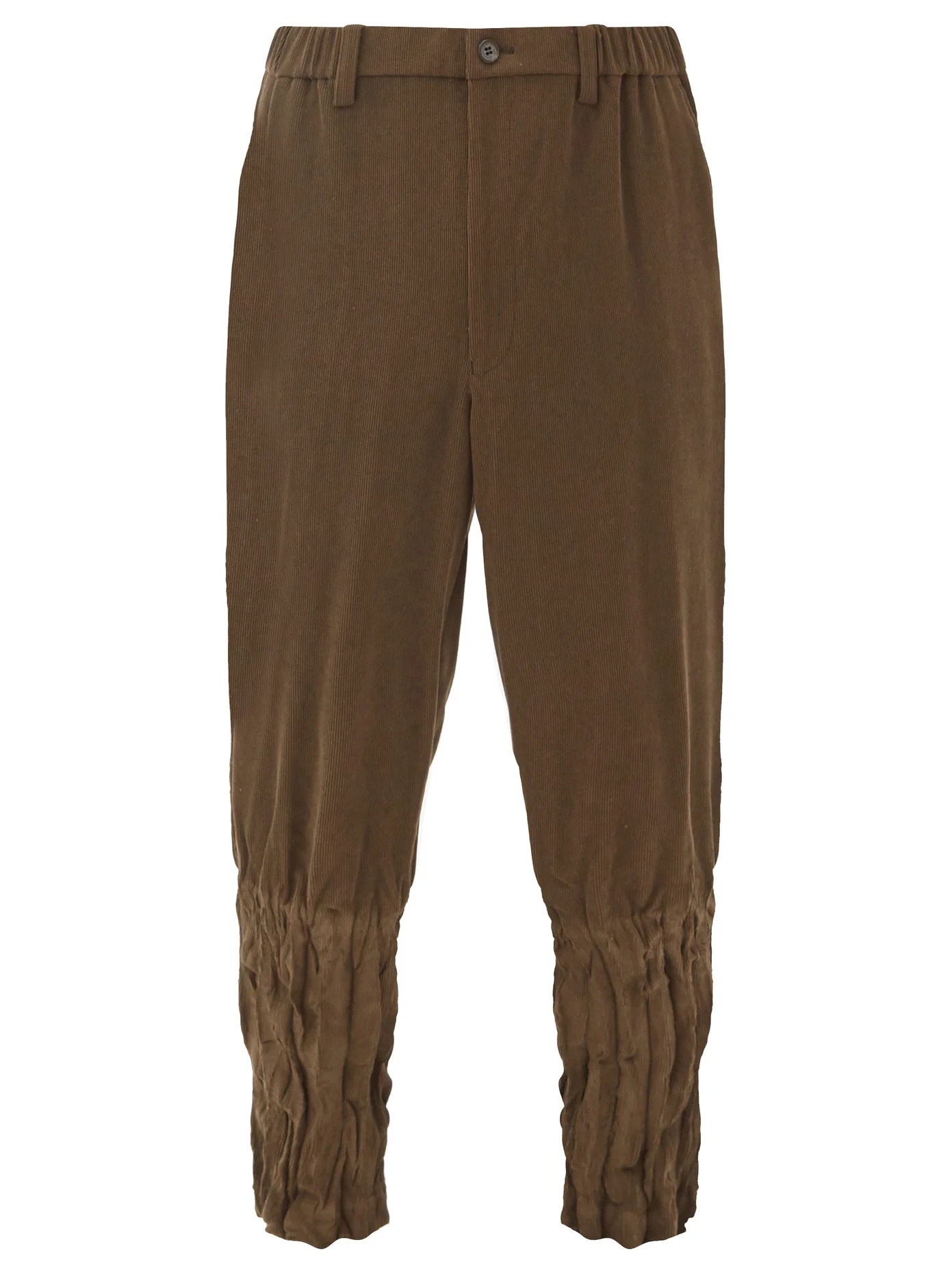 Pleated-cuff corduroy trousers - 1