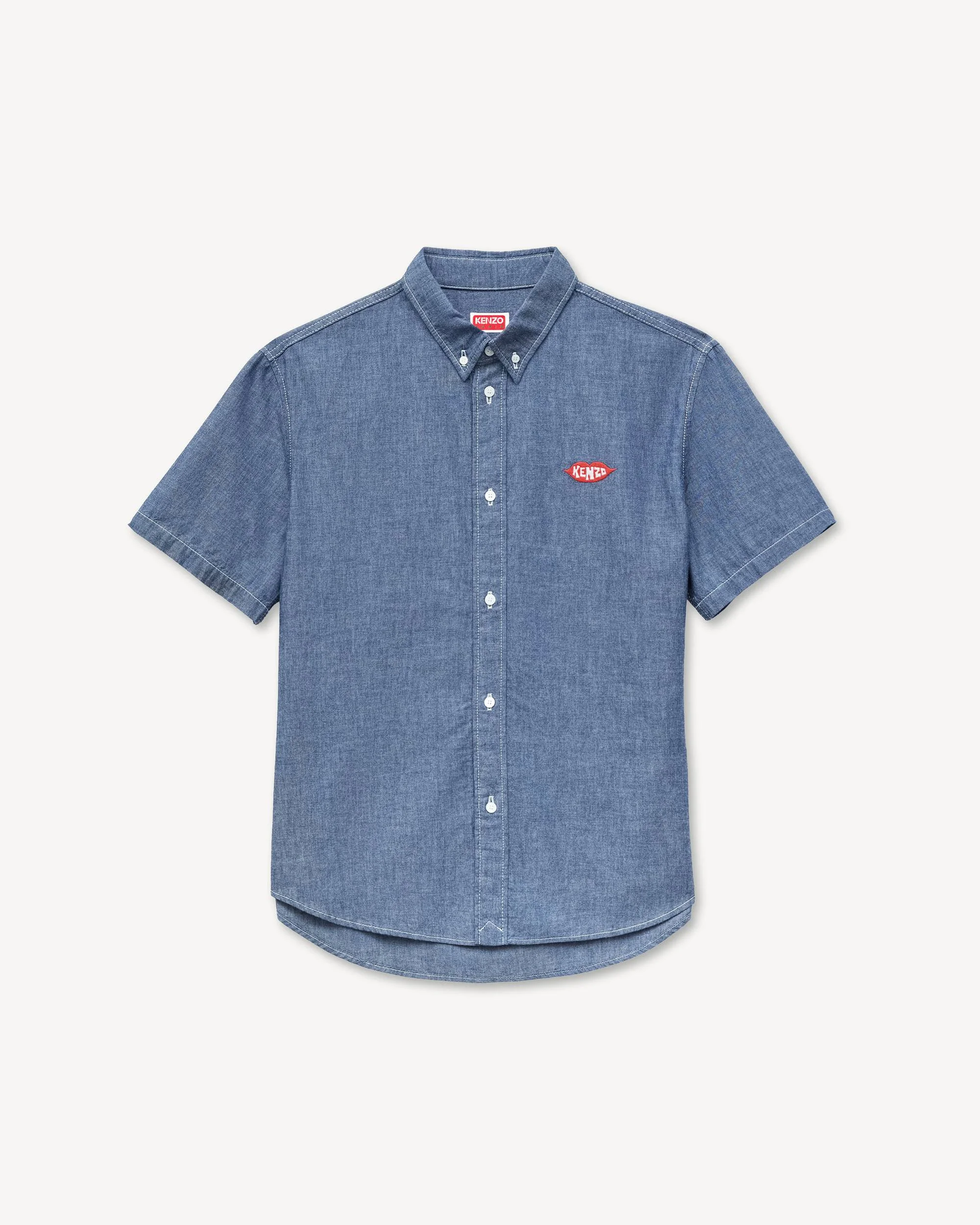 'KENZO Loves' casual short sleeve shirt in rinse chambray - 1