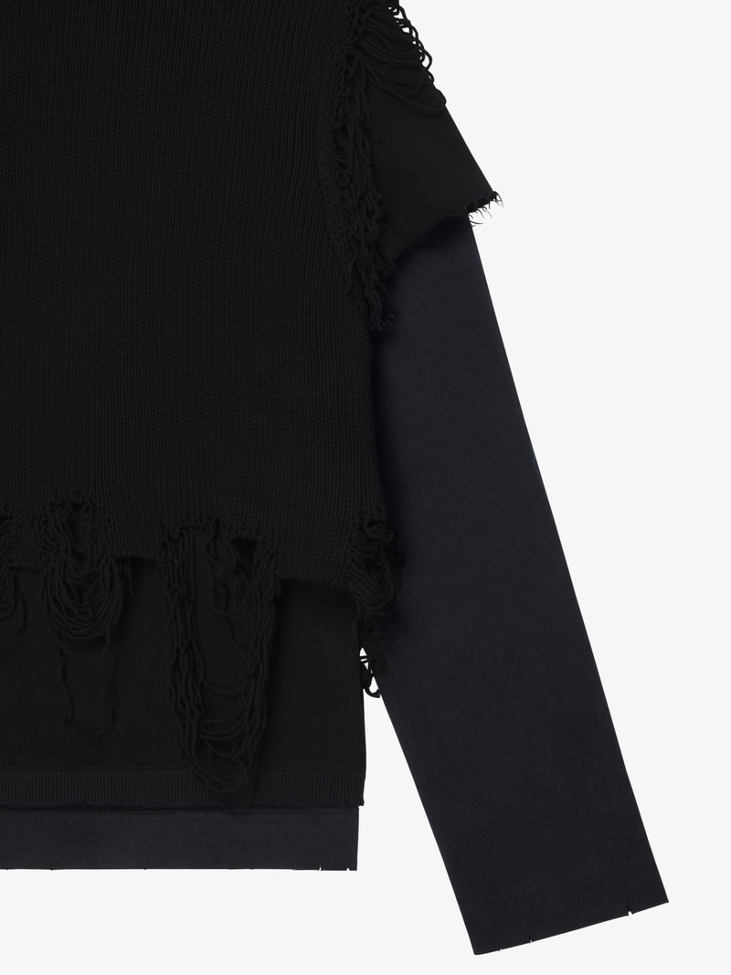 OVERLAPPED HOODIE IN DESTROYED JERSEY KNIT 2