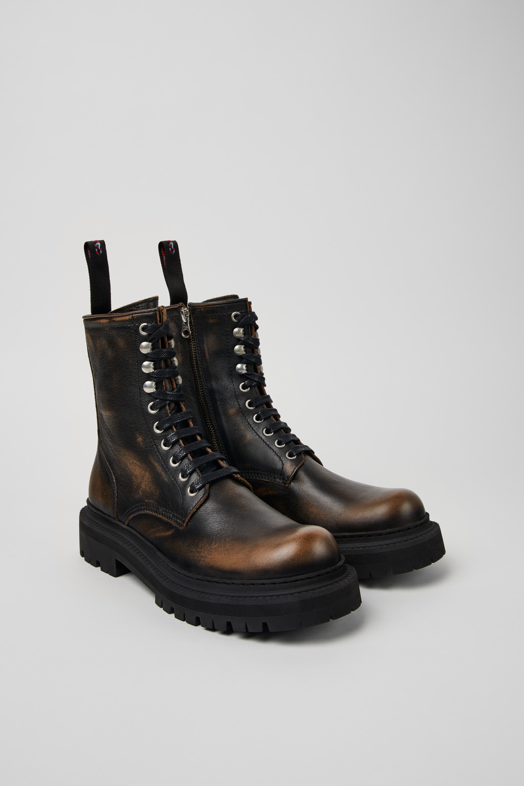 Three-Toned Brushed Leather Boots - 2