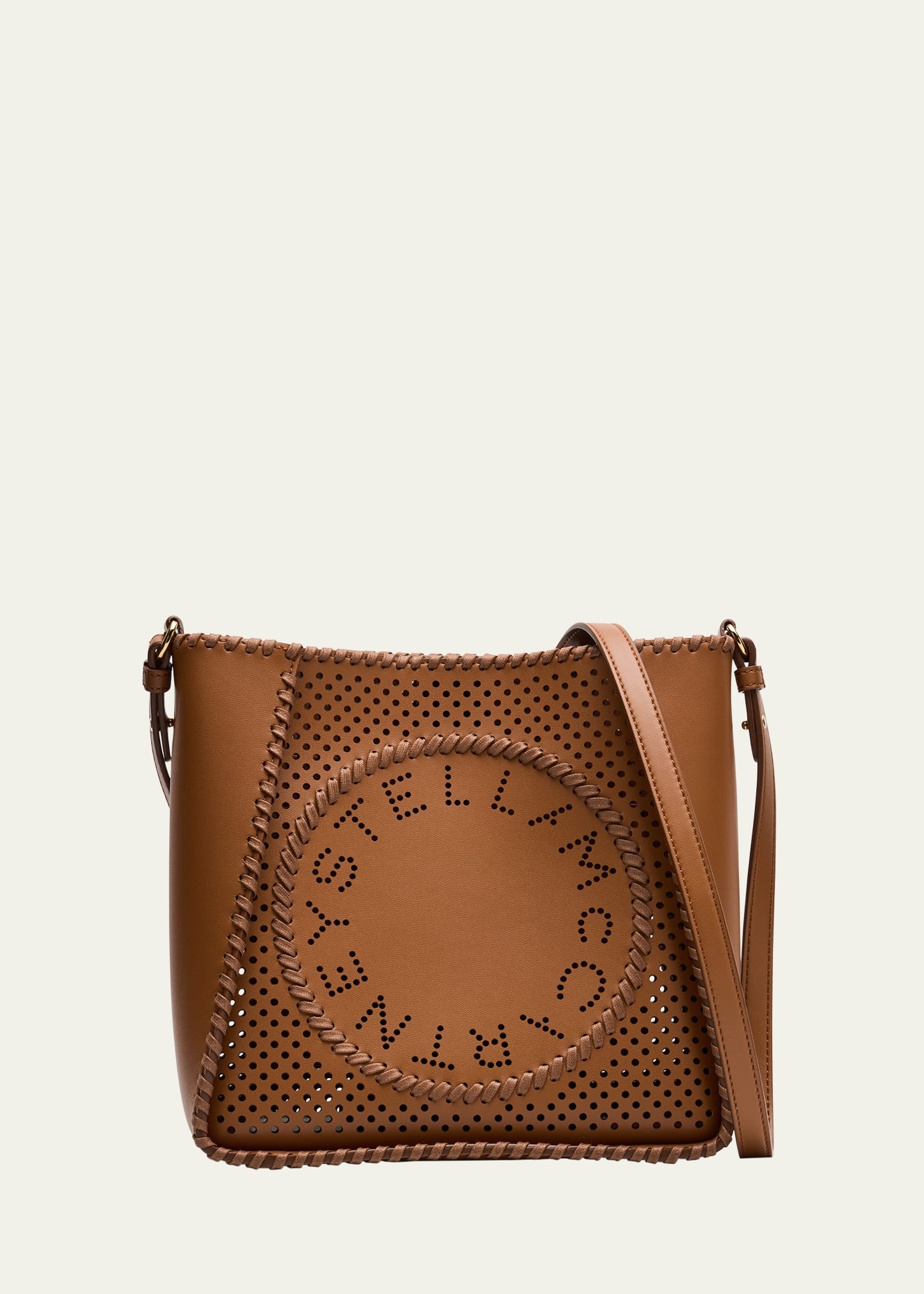 Logo Perforated Vegan Leather Crossbody Bag - 1