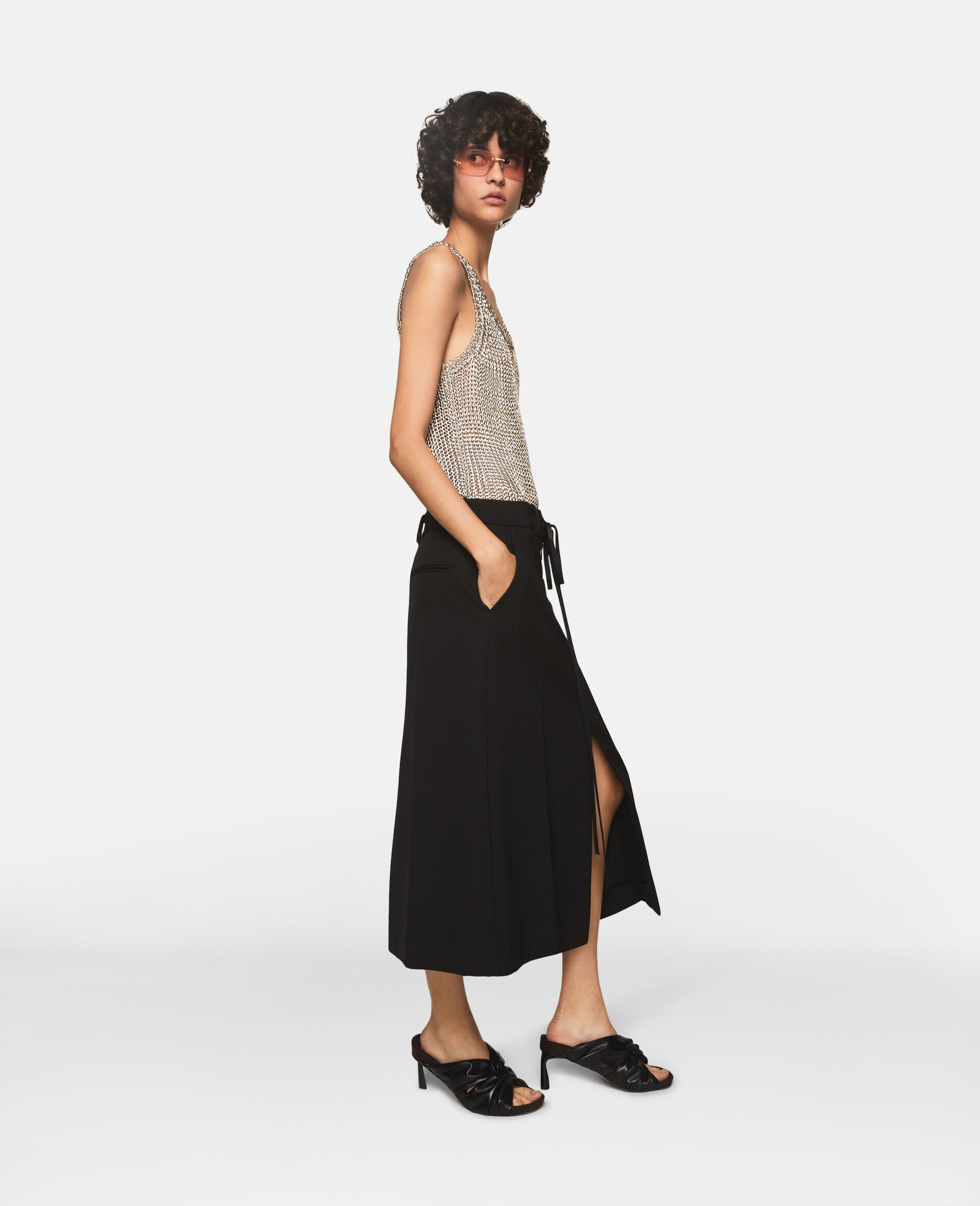 Whipstitch-Closure Wool Skirt - 3