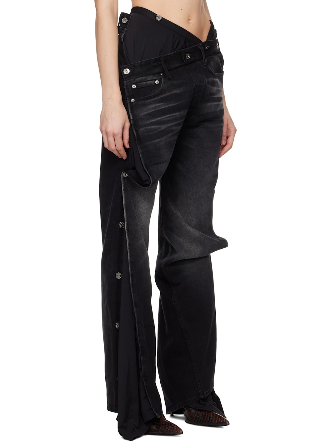 Black Collapsed Waist Jeans - 2