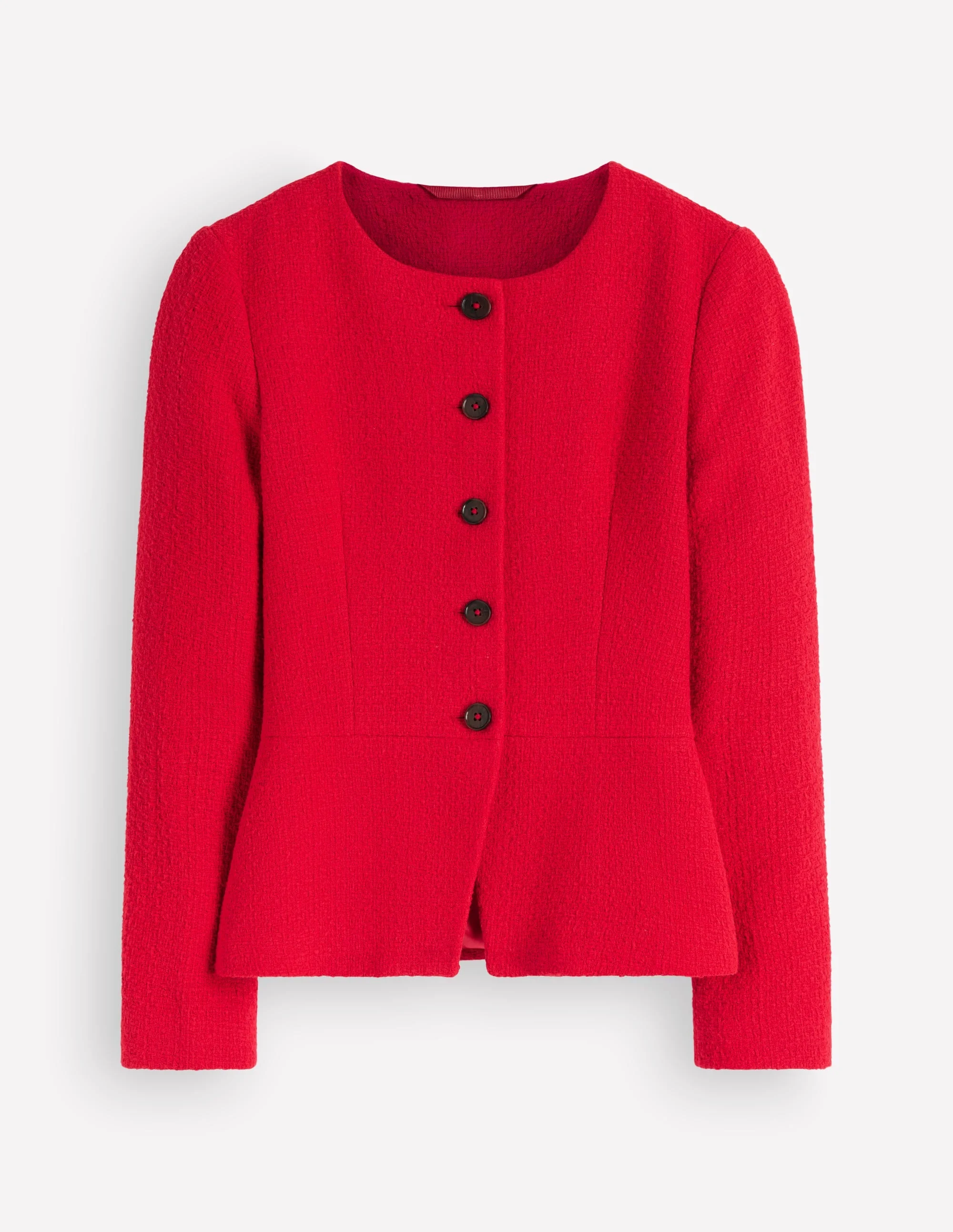 Collarless Tailored Blazer-Poppy Red - 1