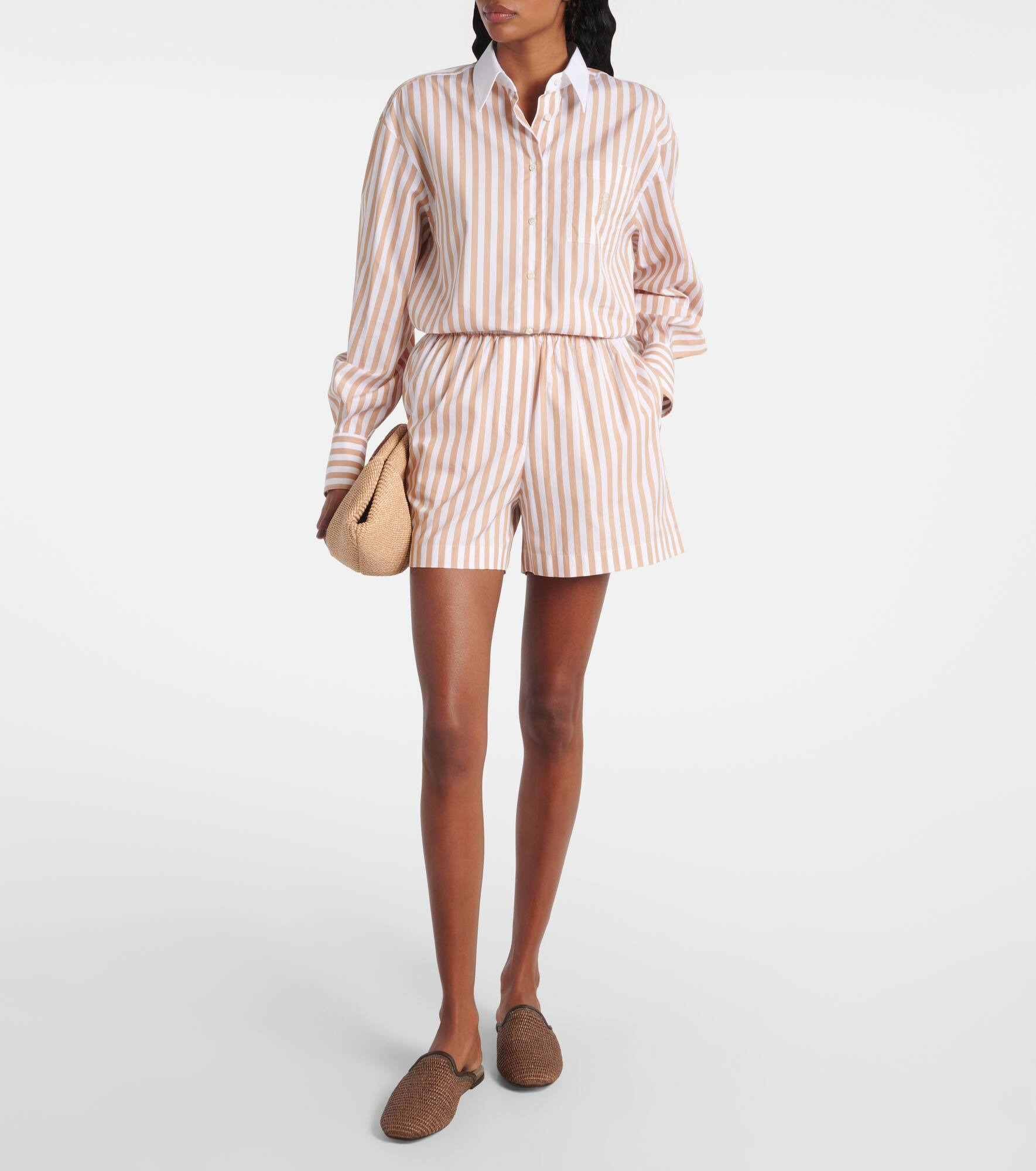 Striped cotton and silk Bermuda shorts - 2