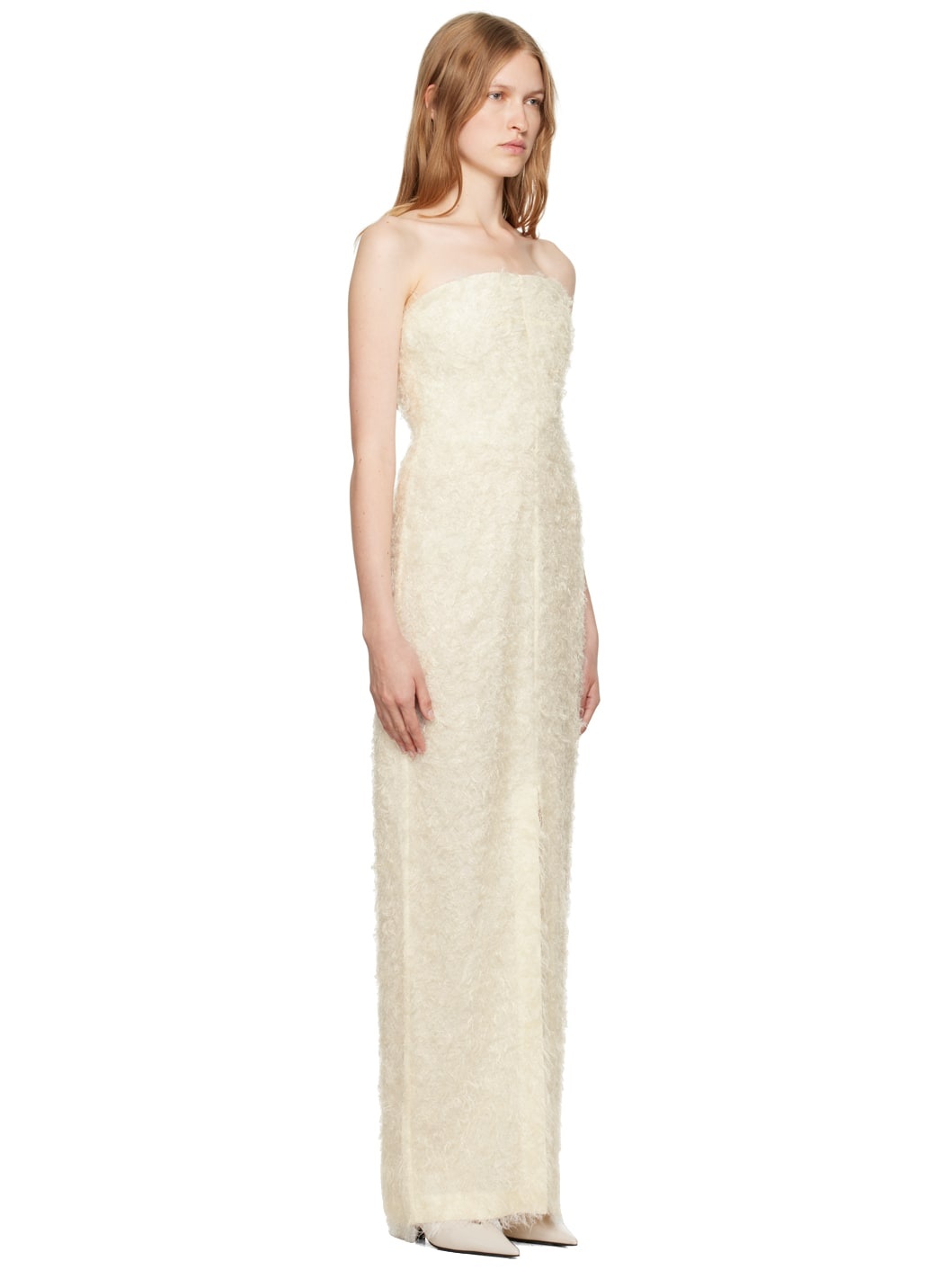 Off-White Strapless Fil Coupé Maxi Dress - 2