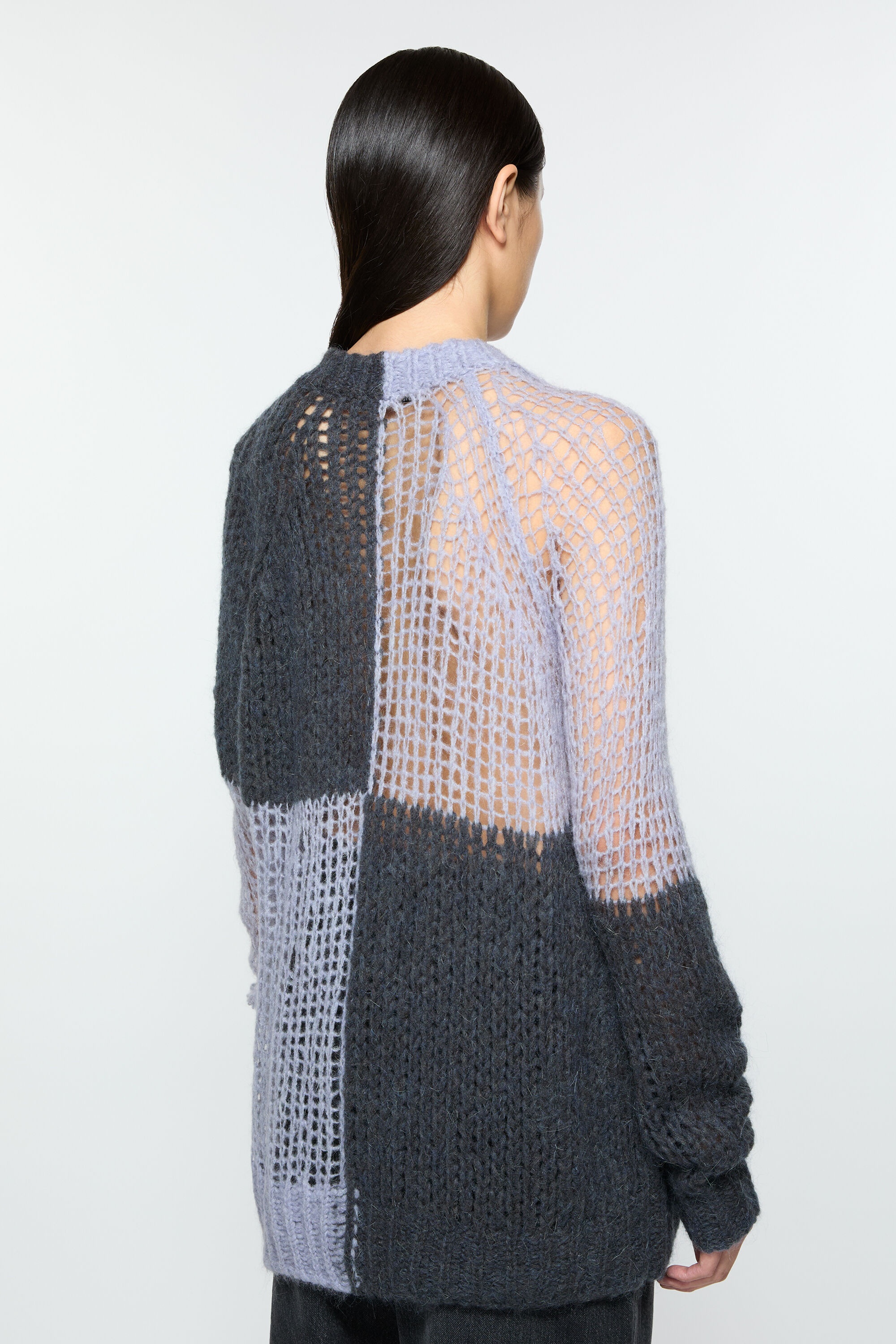 Loose knit mohair jumper - Purple/grey - 3