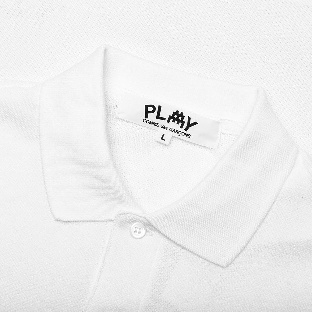 COMME DES GARCONS PLAY X THE ARTIST INVADER WOMEN'S POLO - WHITE - 3