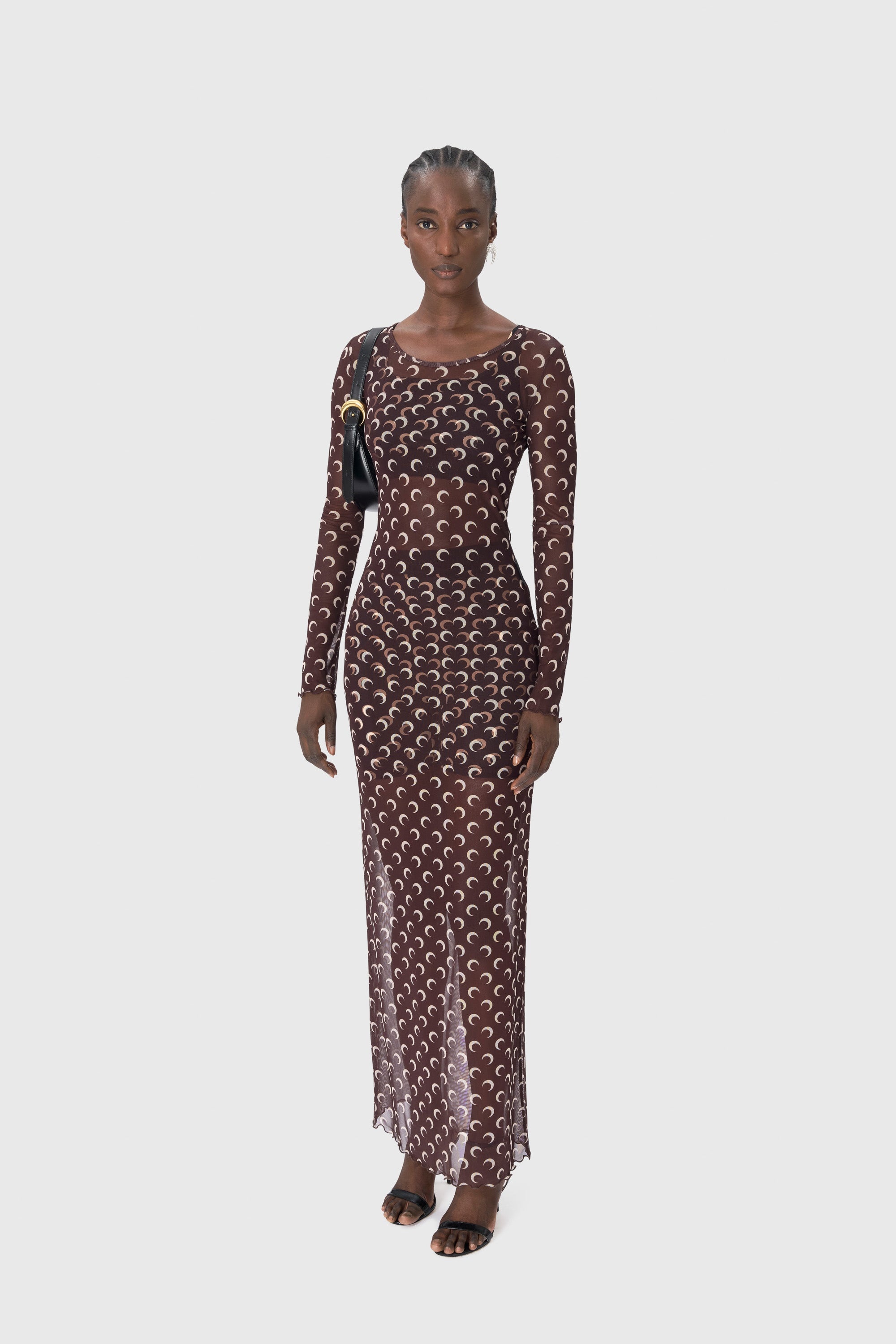 Moon Printed Mesh Panelled Dress - 2