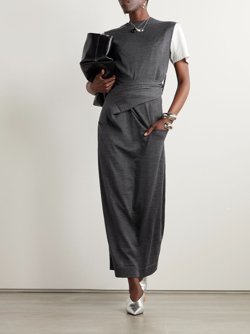 Jil Sander Draped merino wool maxi dress Gray outlook