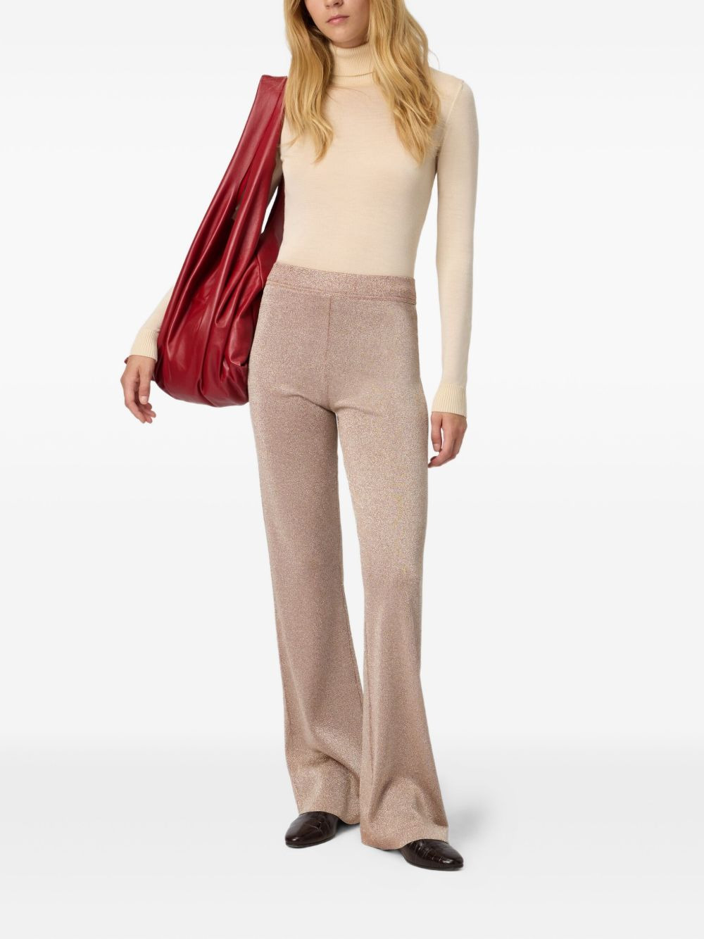 glitter-knit flared trousers - 2