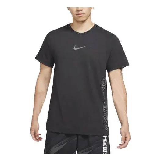 Men's Nike Solid Color Training Alphabet Logo Printing Short Sleeve Black T-Shirt DD1829-010 - 1