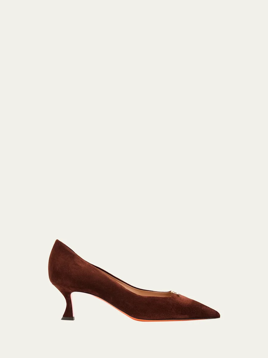 55mm Sabine Suede Buckle Pumps - 1