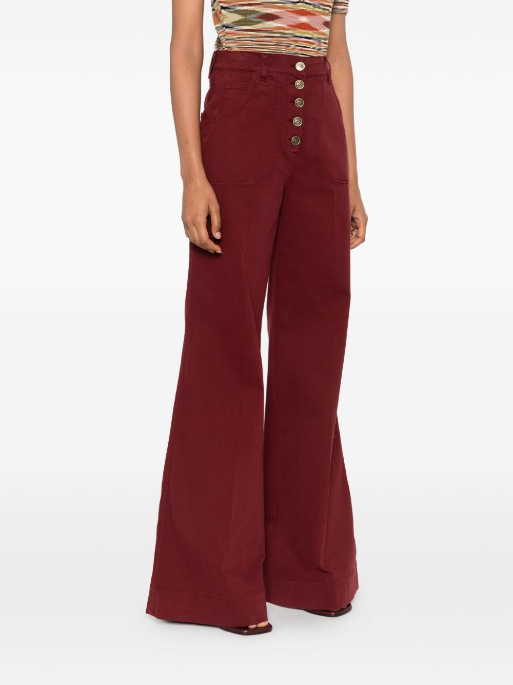 button-fly wide-leg jeans - 3