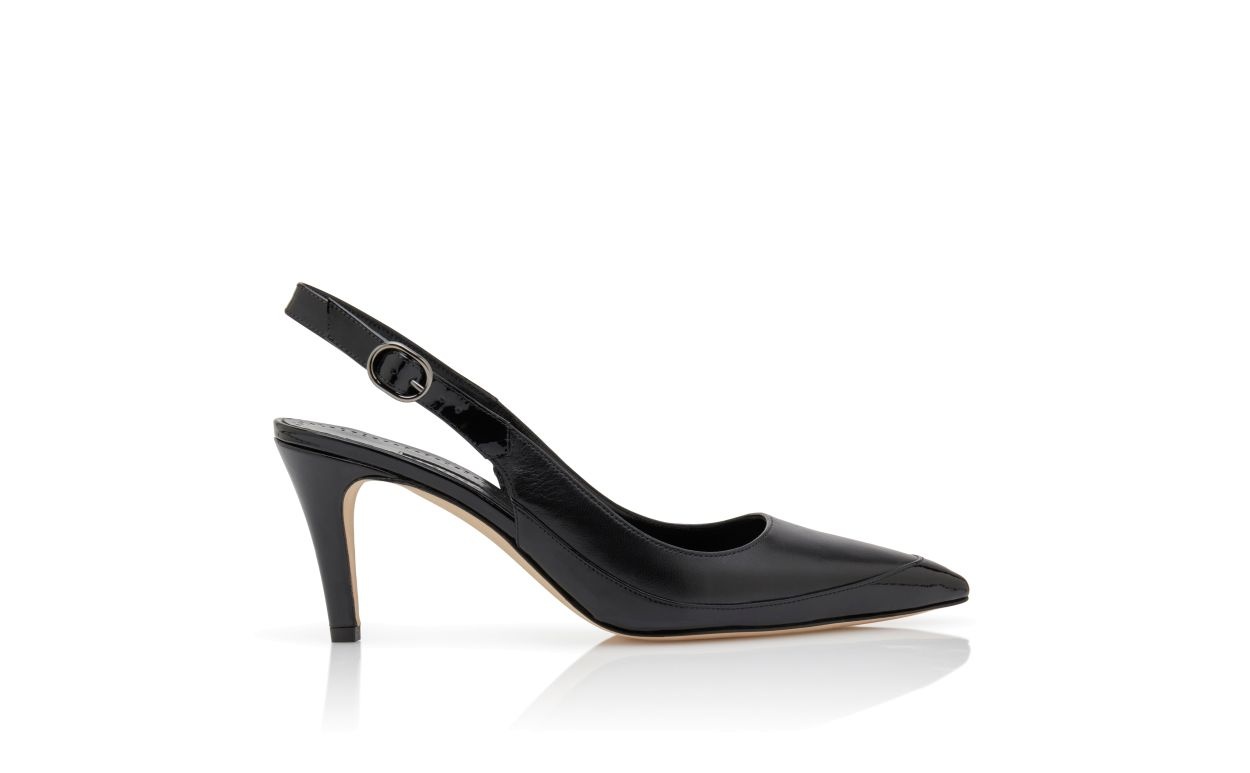 Black Nappa Leather Slingback Pumps - 1