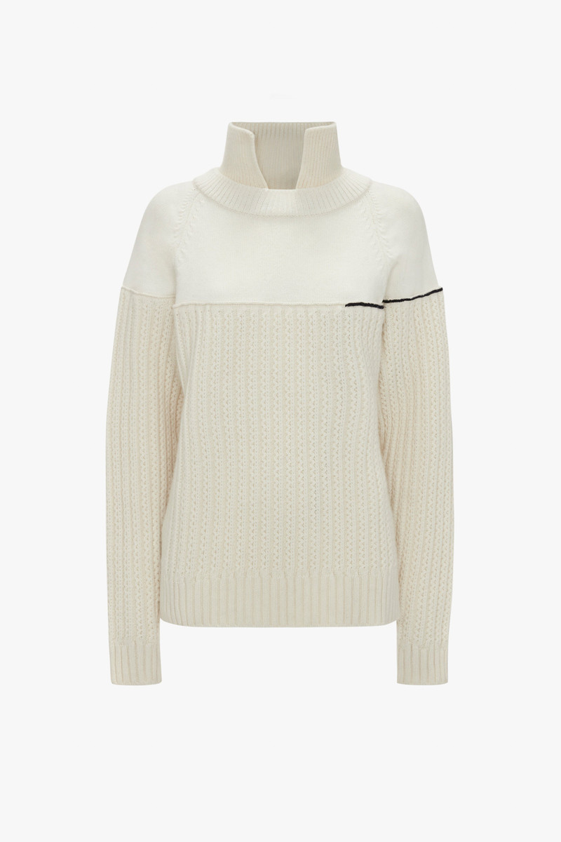 Collar Detail Jumper In Natural - 1