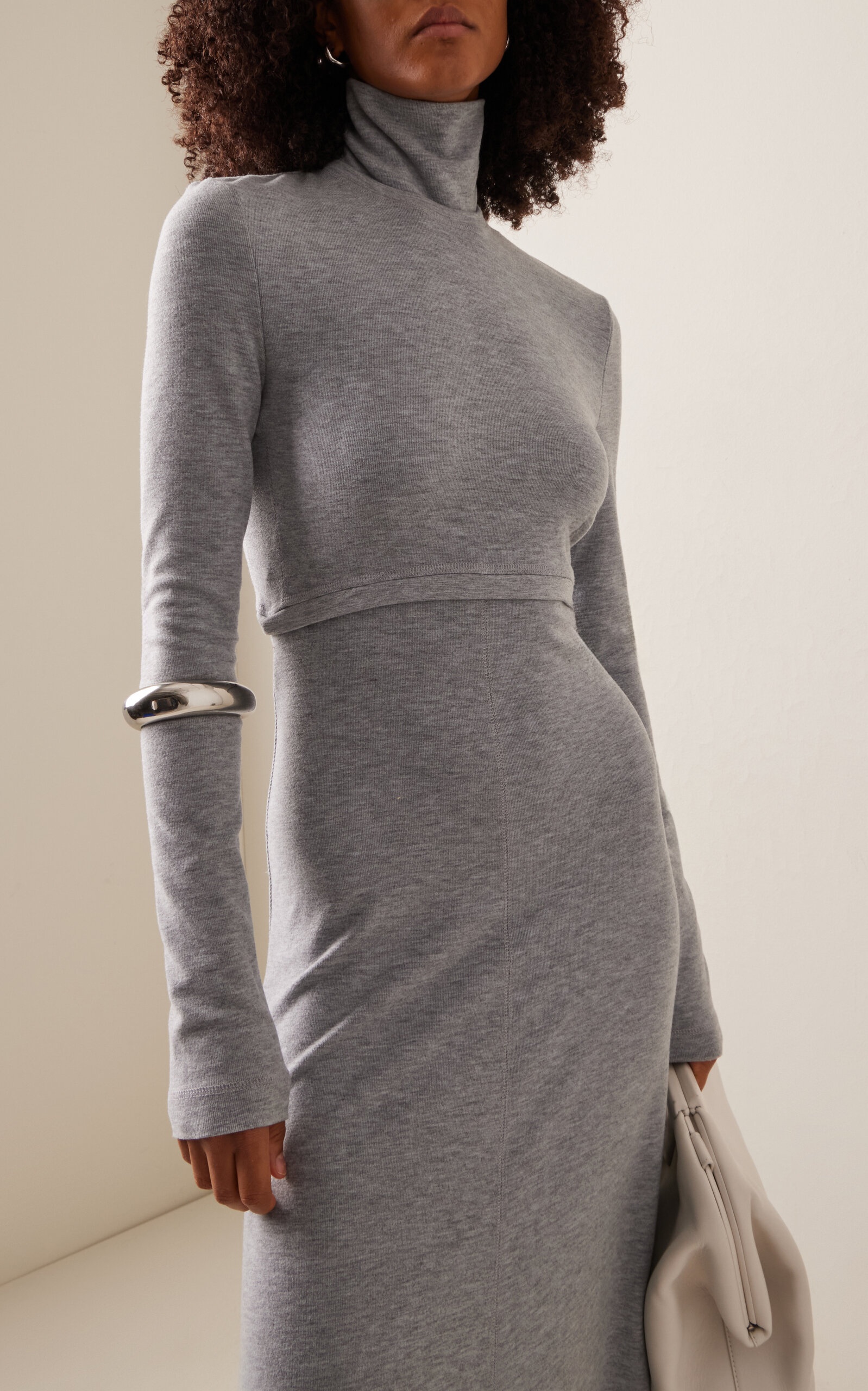 Jayne Brushed Ribbed-Knit Maxi Dress grey - 3