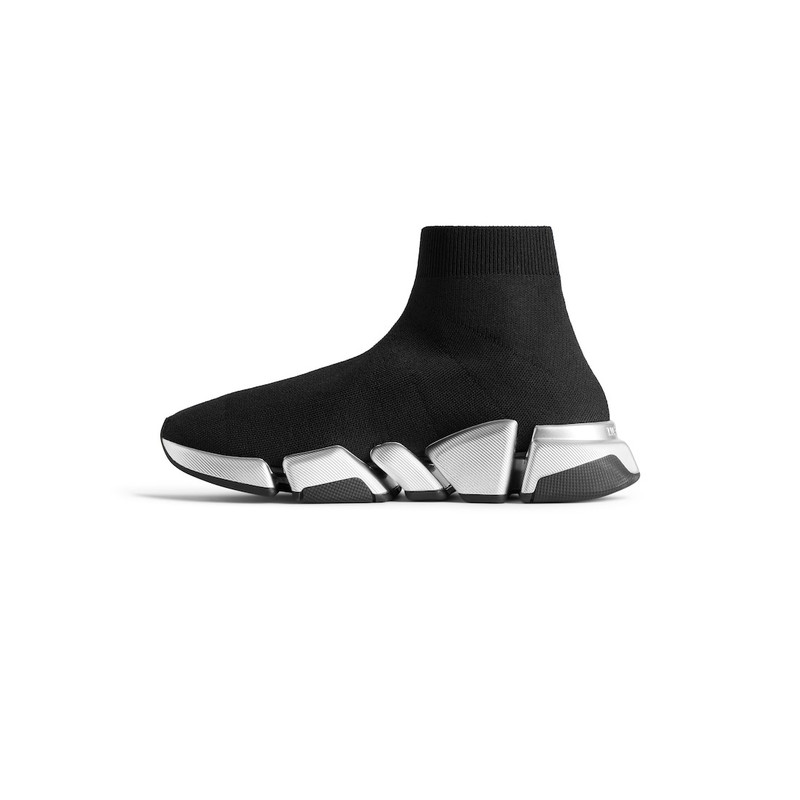BALENCIAGA Men's Speed 2.0 Recycled Knit Sneaker in Black/silver outlook