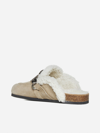 JW Anderson Gourmet suede and shearling loafer mules outlook