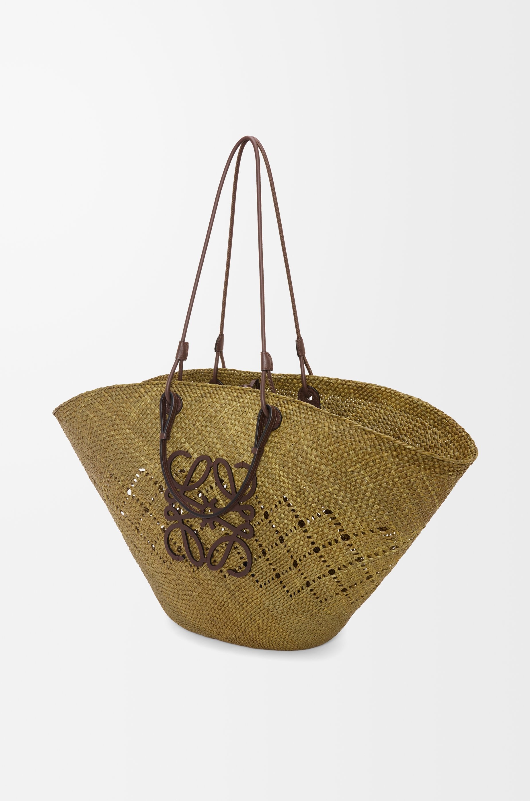 Large Anagram Basket bag in iraca palm and calfskin - 4