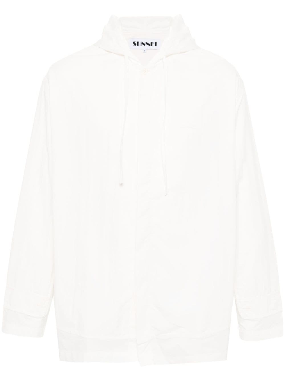 drawstring-hood cotton shirt - 1