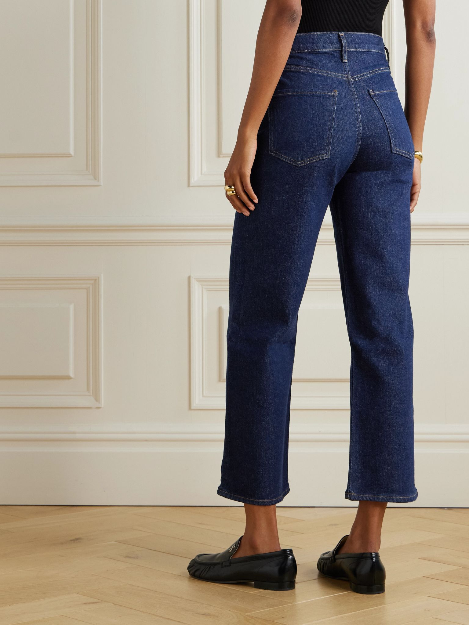 Ren cropped high-rise wide-leg jeans Dark denim - 4