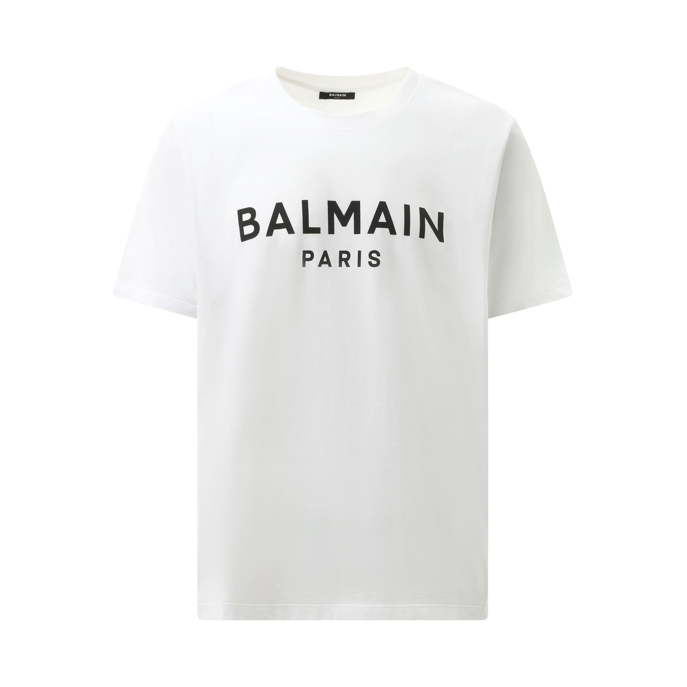 Balmain Print Reg Fit T-Shirt in White/Black - 2