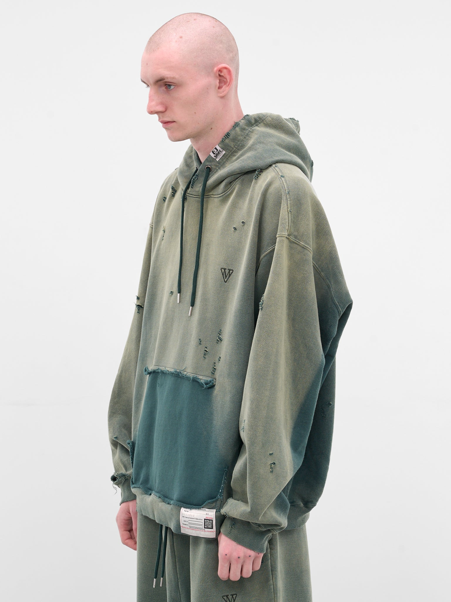 Green Deconstructed Distressed Hoodie - 2