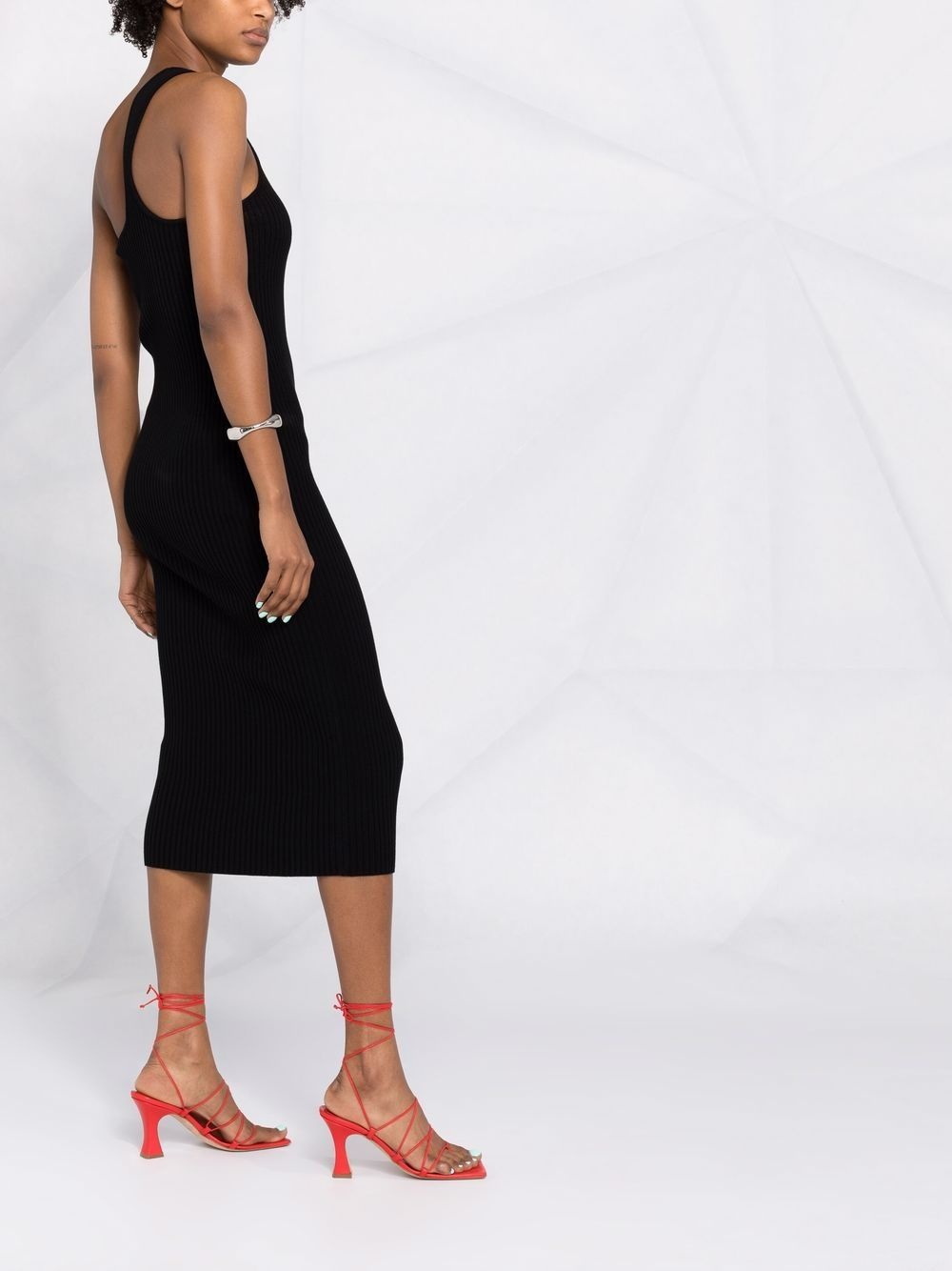 cut-out asymmetrical fitted dress - 4