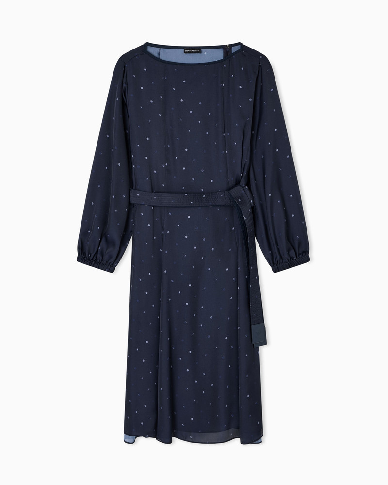 POLKA-DOT PRINT SATIN DRESS WITH BELT 1