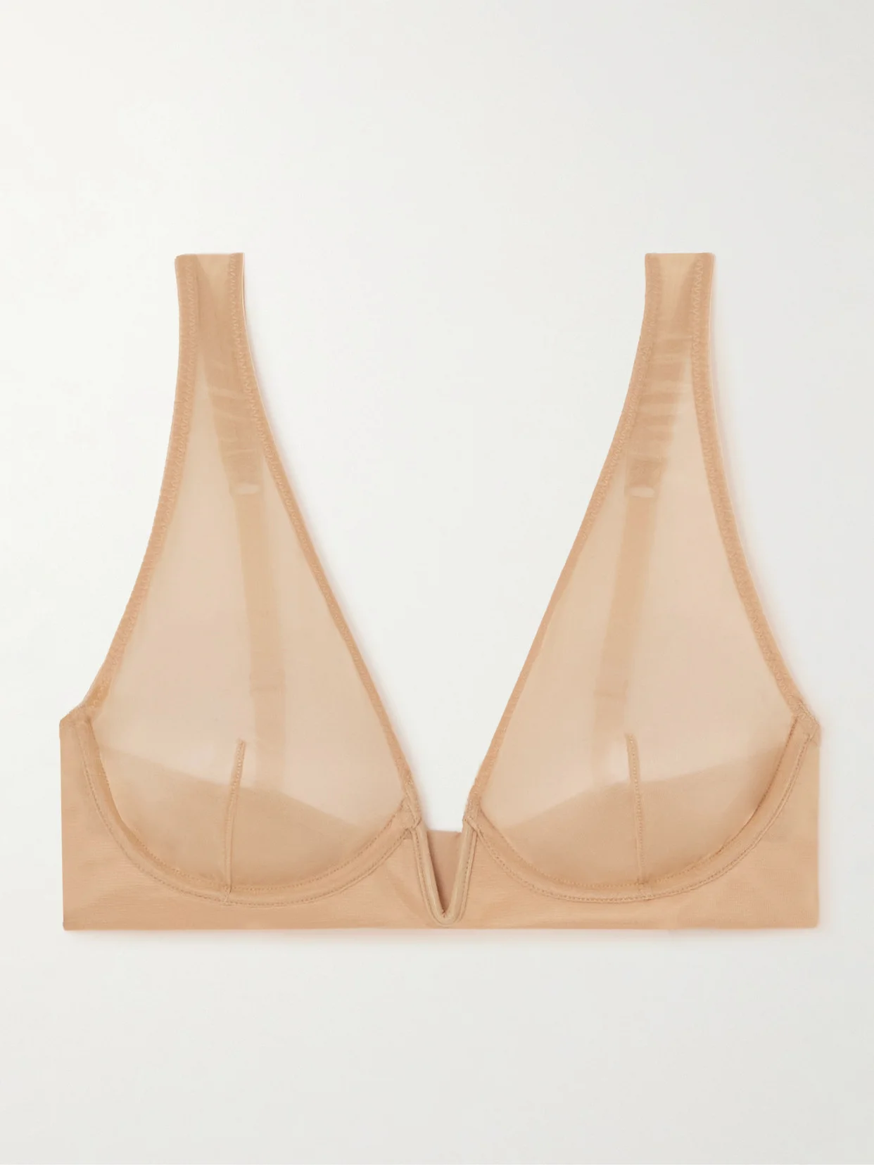 Chic Mesh Plunge Underwired Soft-cup Bra - 1