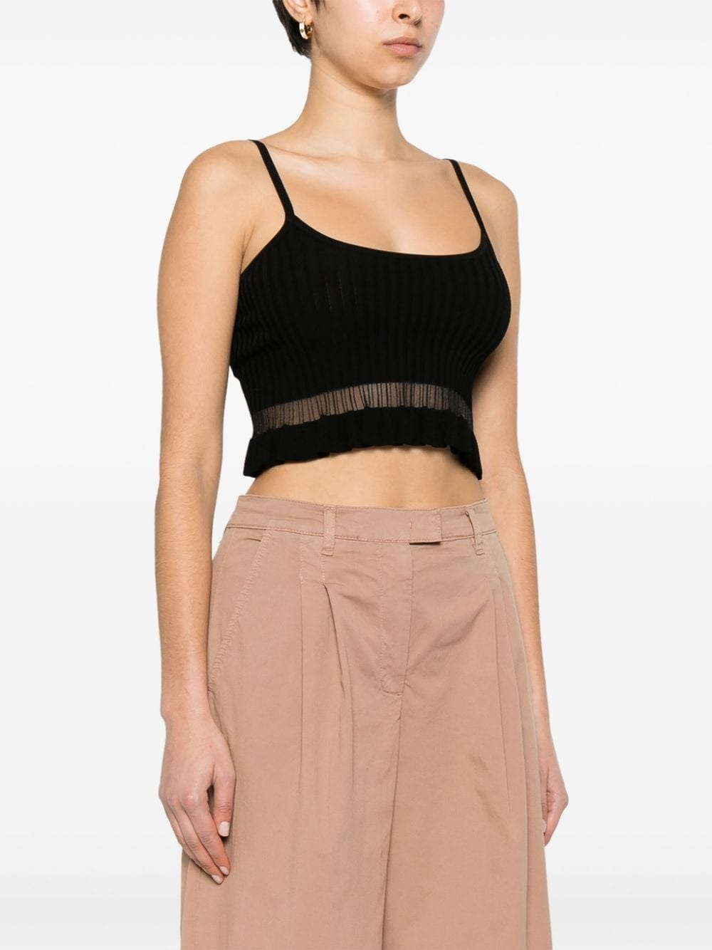 cropped ribbed-knit top - 3