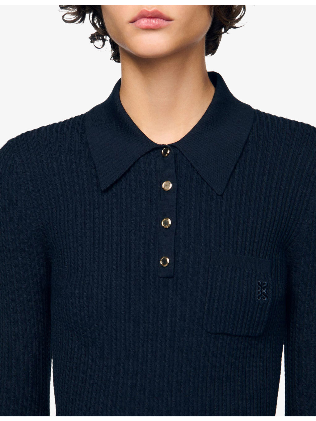 Long-Sleeved Polo-Collar Knitted Jumper - 5