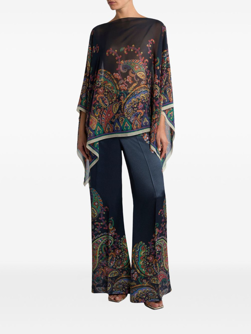 Etro floral paisley-print silk poncho outlook