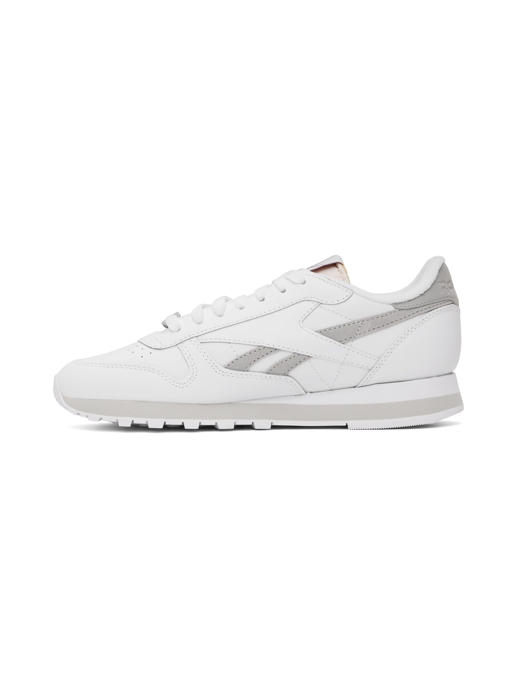 White & Gray Classic Leather Sneakers - 3