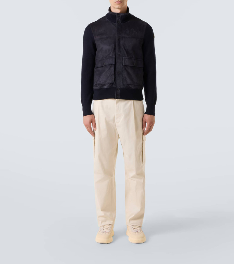 Moncler Paneled suede and wool jacket outlook